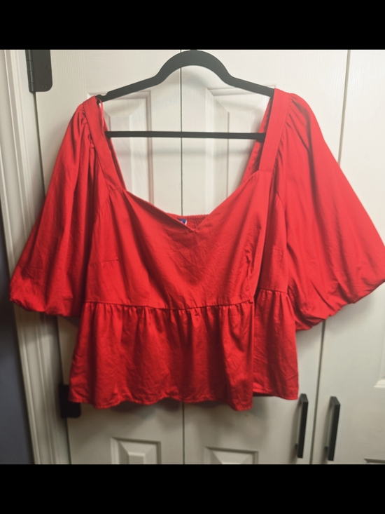 Old Navy Tops - Old Navy Women's Bright Red Square-Neck Babydoll Top with Puff Sleeves
